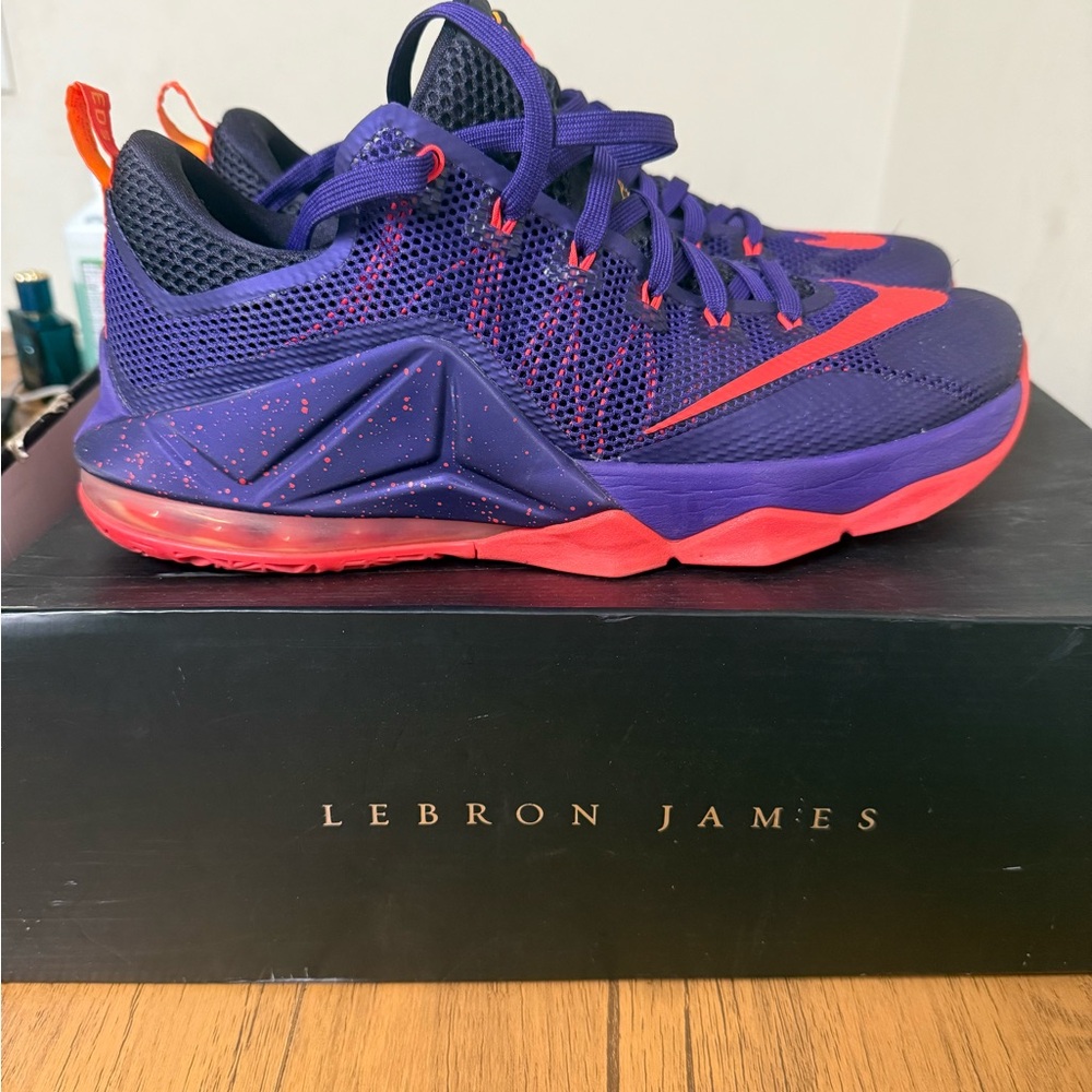 Nike LeBron James 12 Low Court Purple and Orange Athletic Shoes